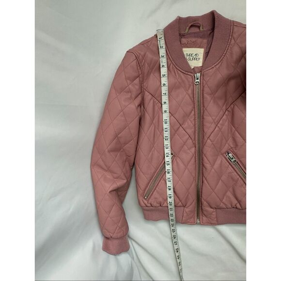 Thread and Supply Faux Leather Pink Quilted Jacket Barbiecore Cute Sze S Barbie - Picture 9 of 11